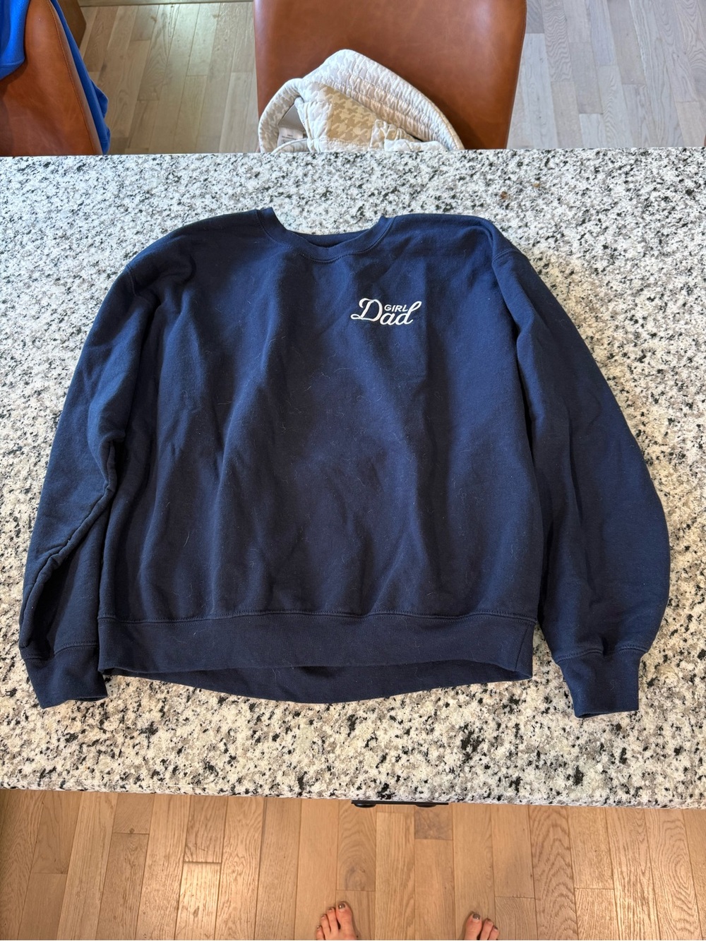 Navy Crewneck Sweatshirt with 'Girl Dad' Chest Script